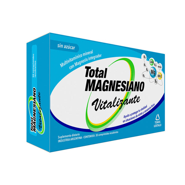 Total Magnesiano Vitalizing Dietary Supplement: 100% RDA of Magnesium, Vitamins B1-B12, C-E for Muscle, Bone & Cardiovascular Health (30 Tablets Ea.)