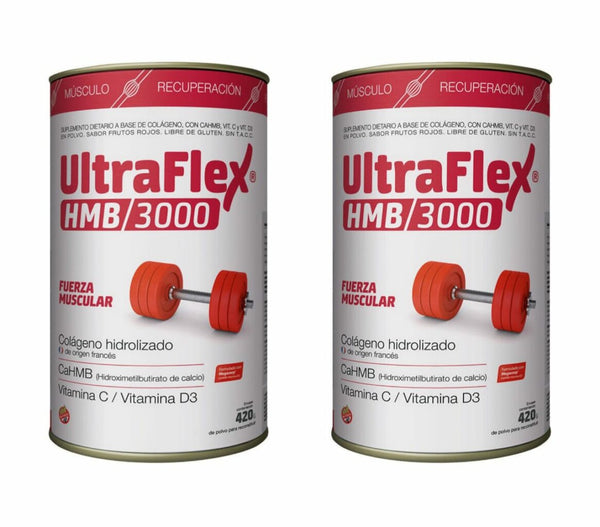 Ultraflex HMB/3000 - 2x420g - Cahmb, Vitamin C, Vitamin D3 - Gluten-Free, T.A.C.C. Free - Red Fruits Flavour