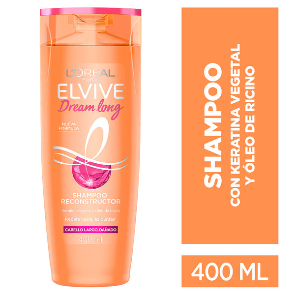 Dream Long Shampoo Elvive L'Orleal Paris - 400ml/13.52FL Oz | Rebuilds & Seals Open Tips | Suitable for All Hair Types