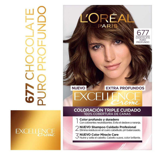 Excellence Permanent Hair Coloring Creme 677 Pure Chocolate - Get a Luminous, Deep, and Long-Lasting Color with Nourishment 47Gr / 1.65Oz