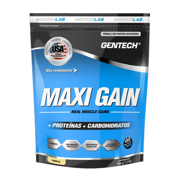 Gentech Maxi Gain Vanilla Sports Nutrition: 750Gr/26.45Oz - Muscle Growth & Recovery, Weight Gain, Post-Effort Recovery