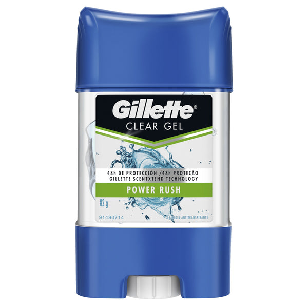 Gillette Clear Gel Power Rush Deodorant Antiperspirant for Men | 82gr / 2.77oz | No White Marks | 48 Hour Protection
