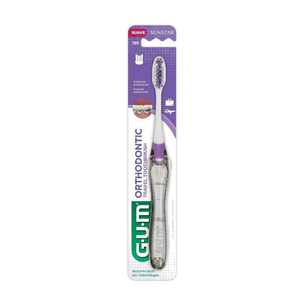 Gum Orthodontic Travel Antibacterial 125 Soft Toothbrush (1 Unit) - Perfect Fit for Braces & Easy to Use