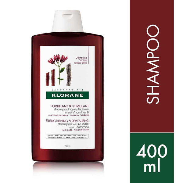 Klorane Quinine Shampoo 400ml/13.52fl oz with Extracts of Vitamin B5, B6, B8 & Glycerin - Stimulates Growth, Slows Down Fall & Revitalizes Devitalized Hair - Sulfate & Paraben Free, Cruelty Free
