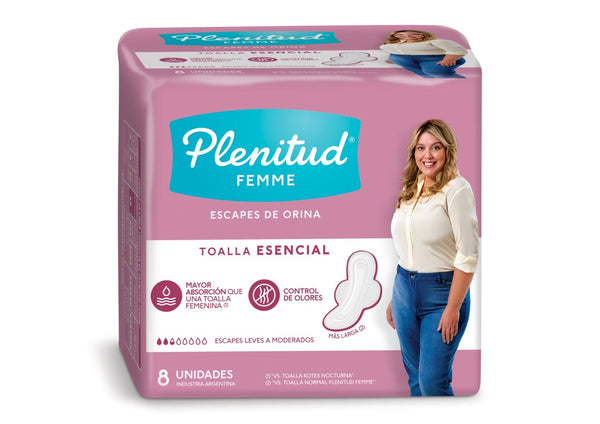 Plenitud Fullness Femme Sanitary Towels L (8 Units) - Hypoallergenic, Dermatologically Tested & Super Absorbent Core