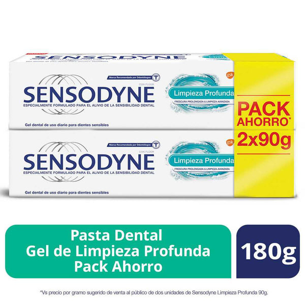 Sensodyne Deep Cleaning Dental Paste Daily Use for Sensitive Teeth - 90g / 3.17oz with Fluoride, Potassium Nitrate, Stannous Fluoride, Xylitol and Natural Mint Flavor