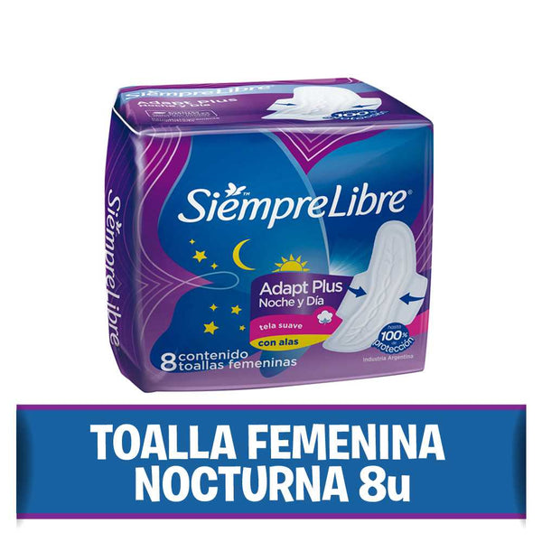 Siempre Libre Women's Towels Adapt Plus Night and Day With Wings: 8 Units of Ultra-Absorbent Comfort