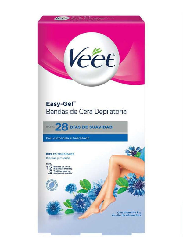 Veet Body Depilatory Bands For Sensitive Skin: 12 Units, Easy-Gel‚¢, Removes Hair from the Root, Natural Ingredients